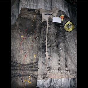 2pc Balmain Denim jacket & Jeans set